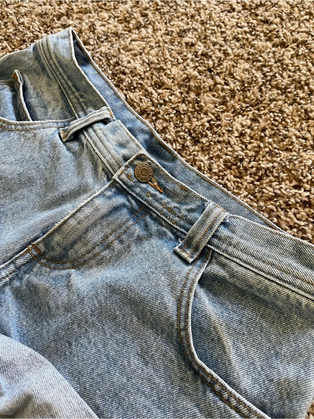 John Galt Brandy‎ Melville Cuffed Denim Shorts Size 5 Light Wash High Rise Boho